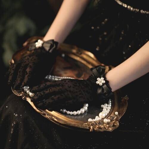 Girls Dance Party Gloves Semi Sheer Leopard Lace Wrist Length Tech Touch Short Finger Gloves For Brides Party Evening Prom