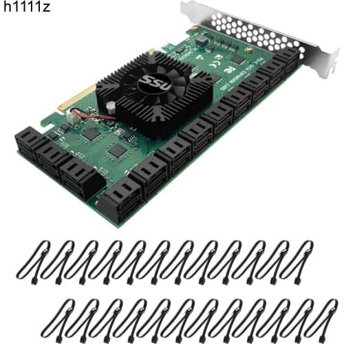 Chia Mining Riser PCIE SATA Card 24 Port with Cable 6Gbps SATA 3.0 Controller PCI Express Expansion Card Support SATA 3.0 Device