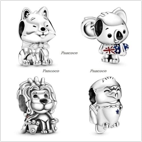 925 Sterling Silver Charm 2020 Pre-Autumn Wavy Union Jack Lion Beads Fit Pandora Bracelet & Necklace Jewelry