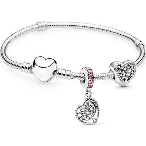 The Love Tree Of Life Silver-Plated Chain With A Heart-Shaped Bead Pendant, A Simple And Fashionable Charm Female Brand Bracelet