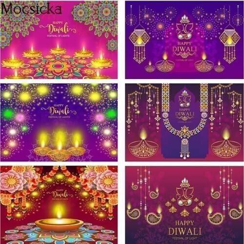 Diwali Festival Party Backdrop for Photography Mural India Diwali Candle Burning Lights Laxmi Puja Background Photo Studio