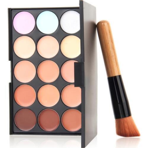 Professional Makeup Set Kit 15 Colors Contour Face Cream Concealer Palette With Foundation Oblique Makeup Brush Cosmetic Tool