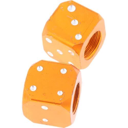 2x Outus Tire Valve Dust Caps for Car, Motorbike, Truck, Bike and Bicycle, Orange