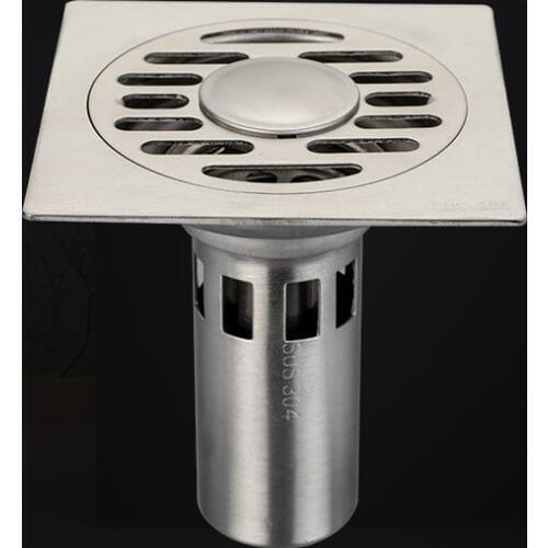 Bathroom floor drain 10 * 10 washing machine dual-use thick 304 stainless steel deodorant floor drain