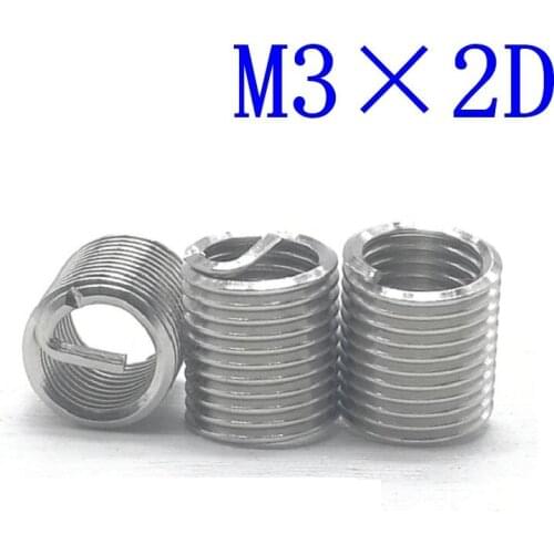 50Pcs M3*2D Stainless Steel Coiled Wire Helical Screw Thread Inserts M3 Screw Bushing self tapping thread repair tool