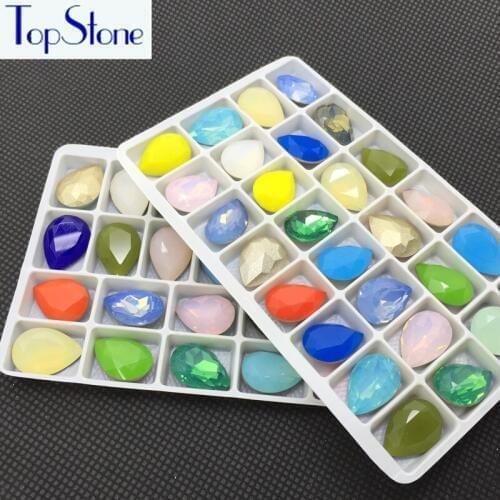 Topstone K9 Glass Crystal Opal 13x18mm Teardrop 28pcs Pointed Back Rhinestones More Colors Can mix colors High Quality