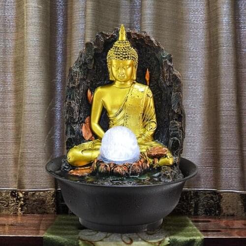 Leisure Waterfall Function Fountain Office Desktop Decoration with LED Ball Home Lucky Feng Shui Fountain Indoor Humidifier