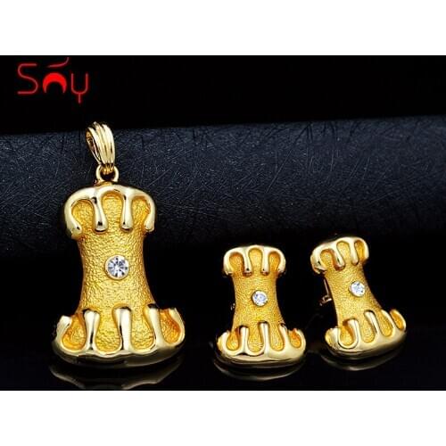 Sunny Jewelry Trendy Jewelry Sets For Women Earrings Necklace Pendant Cubic Zirconia Geometric Bone Jewelry For Party Wedding