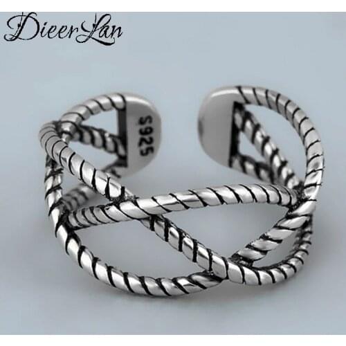 Hot Sale Gothic Silver Color Cross Chains Rings For Women Bridal Antique Rings Rock Jewelry