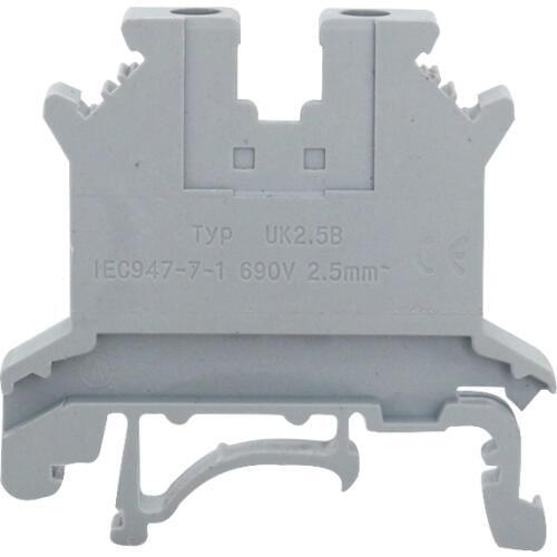 100 pcs/lot Terminal UK2.5B universal DIN rail lug plate Wiring row connection copper DIN rail mounted Wire Cable Terminal
