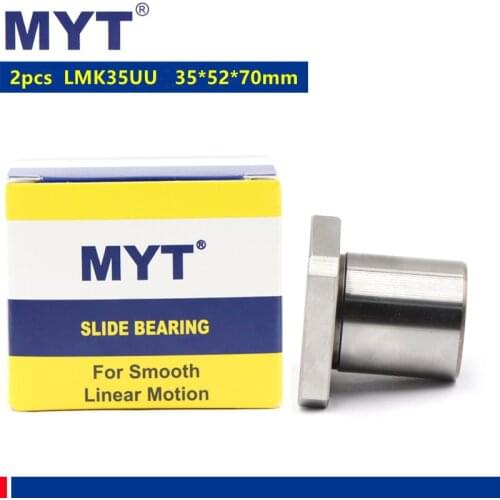 2pcs MYT high precision LMK35UU 35*52*70 mm Square Flange Type Linear Bearing For 35mm CNC Router 3D printer parts linear shaft