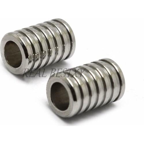 30pcs/lot hole:5/6mm Stainless Steel Large Hole Spacer Beads for Paracord Jewelry Accessories Leather Bracelets beads steel