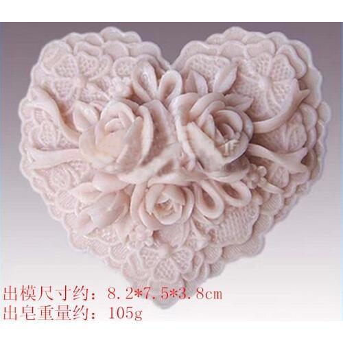 3d Rose Flower Heart Soap Making Molds Silicone Cake Decoration Sugarcraft Chocolate Mould DIY Wedding Gift Soap Mold