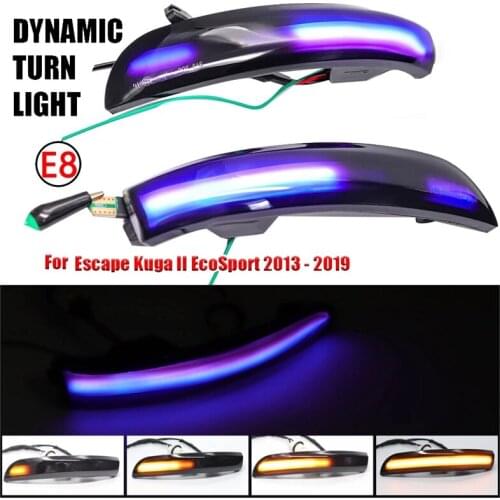 Car LED Dynamic Rearview Mirror Light Turn Signal Indicator for Ford Escape Kuga II Eco Sport 2013 - 2019 Blue Light