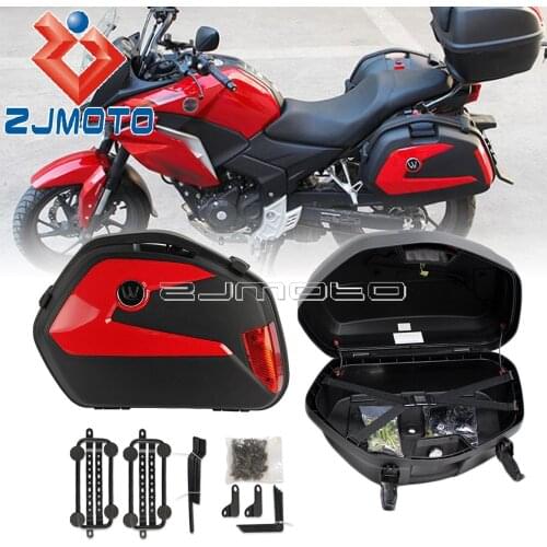 Pair 20L Motorcycle Side Boxes Case Panniers Luggage Tail Box Universal W/ Mounting Hardwares For Honda CB Yamaha Suzuki BMW