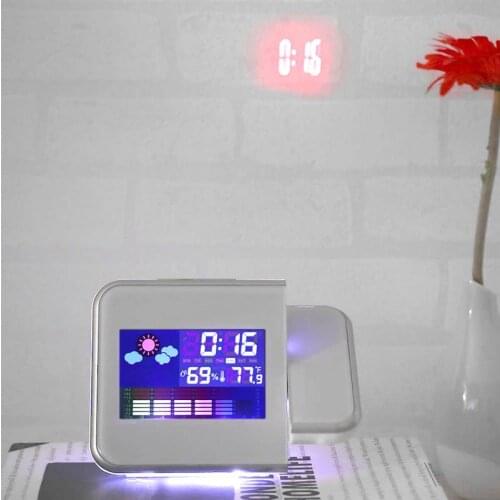 LED Digital Alarm Clock Watch Table Electronic Desktop Clocks Calendar Time Projector With Temperature And Humidity Meter