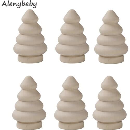 Wooden Craftwork Decoration Christmas Table Decoration Handmade Peg Doll DIY Painting Wood Tree Home Decoration Children Gift