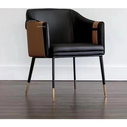 Nordic Leather Designer Restaurant Dining Chairs Simple Negotiation Bedroom Computer Chair Leisure Balcony Coffee Back Armchair
