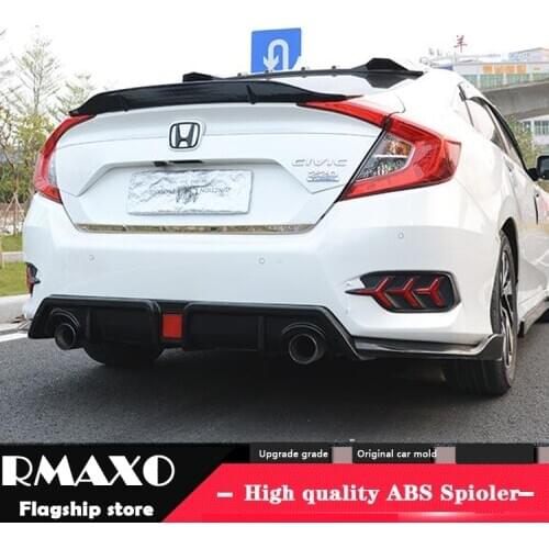 For Civic Spoiler 2016-2018 Honda Civic RLK High Quality Spoiler ABS Material Car Rear Wing Primer Color Rear Spoiler