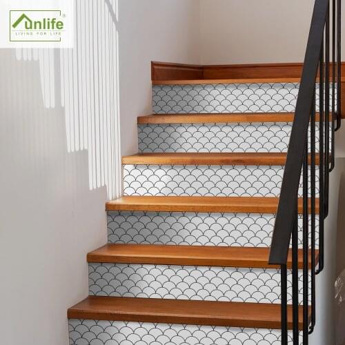 Funlife® Fish Scale Stair Stickers Waterproof Self-adhesive Anti-Slip Ground Stickers Bathroom Decor Stairway Floor Stickers DIY