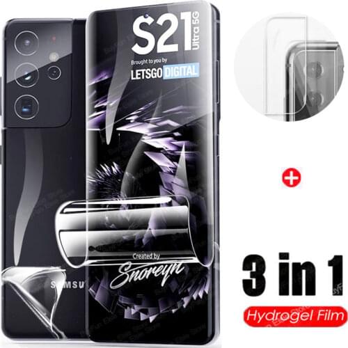 3 in 1 Hydrogel Film On For Samsung Galaxy S21 Plus Ultra Screen Protector Samsun S21+ Camera Lens Protective Film Not Glass