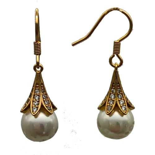 Hot sale New Shell Pearl 10MM AAAA CZ Fashion Jewelry Women Gift Drop Earrings XPE06
