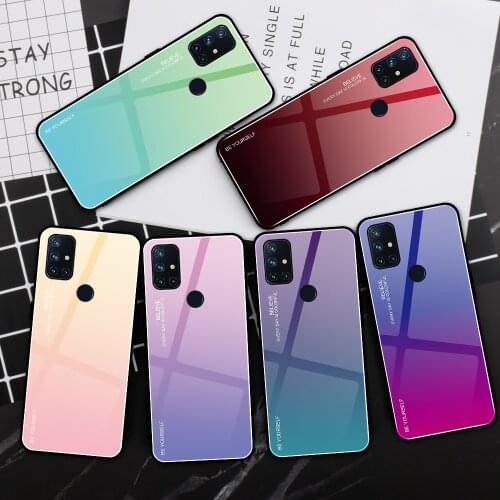 Gradient Tempered Glass Case For Oneplus 9 Pro Luxury Phone Cover For Oneplus 7 8 T Pro Nord N 10 100 5G Bags Anti-scratch Cases