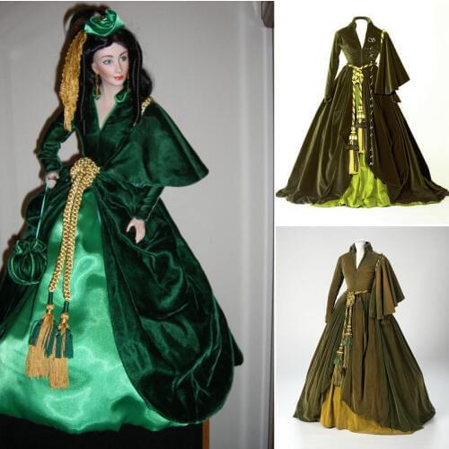 Historical!19 Century Velvet Vintage Costumes 1860S Victorian Civil War Ana Karenina Gown Dress Scarlett dresses US 4-36 C-135