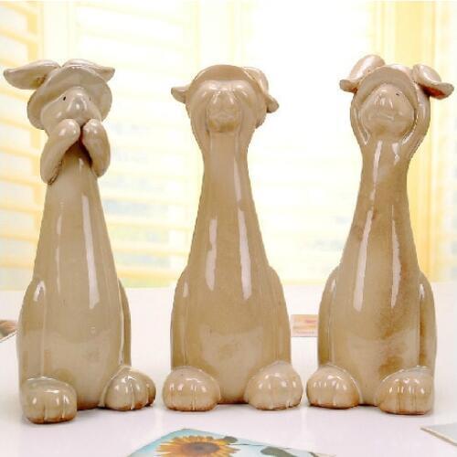 Ceramic furnishings home arts and crafts three rabbits 10CM*6CM*25CM Cartoon decor decoration vintage ornament animal figurines