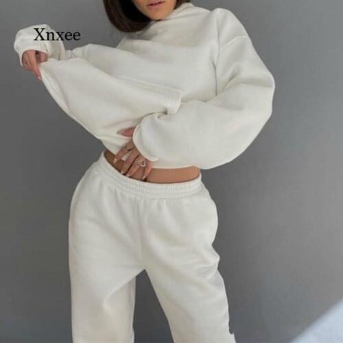 Women Elegant Hoodie Two Pieces Set for Women Solid Sportswear Sweatshirts Long Pant Fashion Ladies Lace Up Sweatshirt Suits