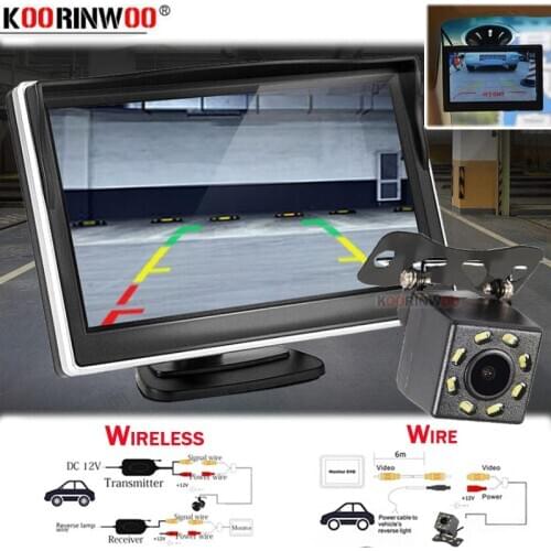 Koorinwoo CCD Wireless 5 inch Colorful LCD Video Car Monitor Rear View Camera Parking Assistance Night Vision IR Parking System