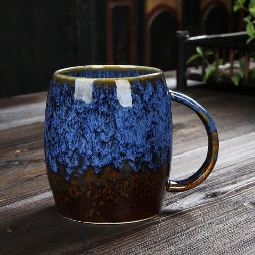 Creative Mug Large Capacity Simple Ceramic Cup Couple Japanese-Style Coffee Cup Kiln Baked Drinking Mug 460ML Tumbler Cup