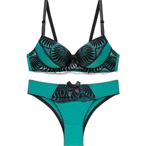 Lace Thongs Women Bra Set Sexy Black Red Hollow Out Underwear Panty Set Lady Intimates Bralette Push Up Bra Brief Set A B C