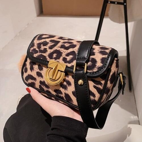 Leopard Crossbody Bags For Women With fur ball Ladies Chain Handbags And Purses Patent Leather Small Shoulder Bag