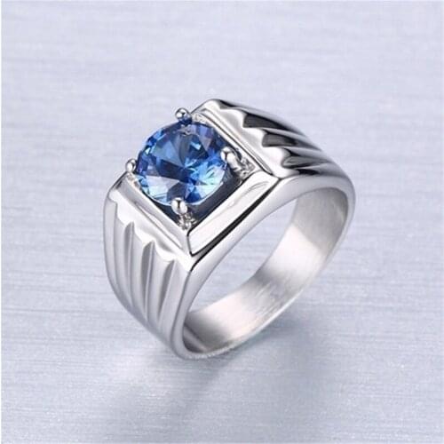 Fashion Creative Inlaid Blue Zircon Exquisite Ring Popular Geometric Personality Simple and Versatile Birthday Party Gift Jewelr