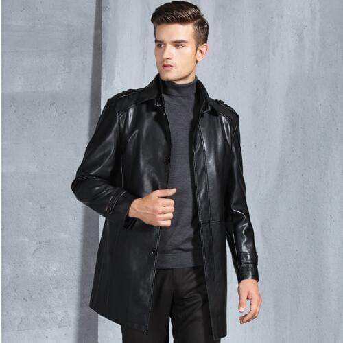 2020 New Mens Leather Jacket jaqueta de couro Leather Jacket Men Black/Brown Long Motorcycle Jacket Men, Big Sizes M-XXXXL