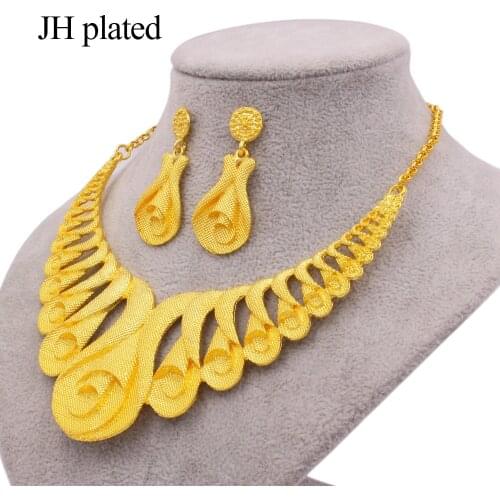 Jewelery set 24K gold color new jewelry sets African bridal gifts for women flowers necklace earrings jewellery set Ornament set