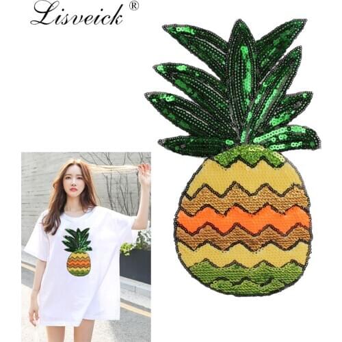 1pcs/set Sequined patch big Motif applique pineapple patches for clothing accessories stickers Embroidered patches K208