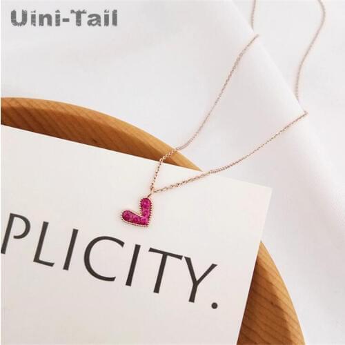 Uini-Tail new best selling 925 sterling silver Korean heart necklace simple fashion tide flow high quality girlfriend favorite
