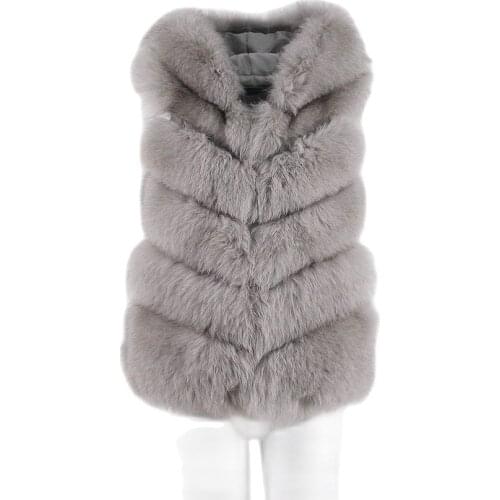 QIUCHEN 8099 2019 New arrival Free shipping full pelt solid real fox fur vest gilet genuine fox fur coat with hood short model