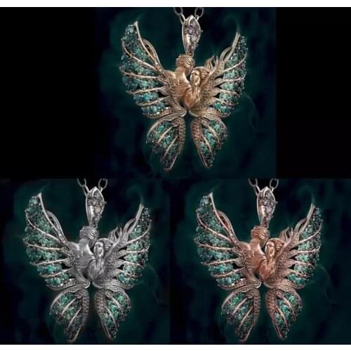 Popular Fashion Butterfly Angel Necklace Women Crystal Elf Fashion Necklace Classic Jewelry Reiki Amulet Party Gift 2021 Trend