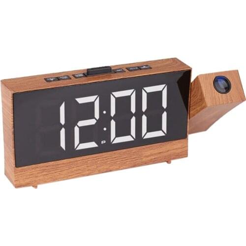 Projection Radio Alarm Clock LED Digital Desk Table Watch Snooze Function 180 degree Adjustable with Sleep Timer