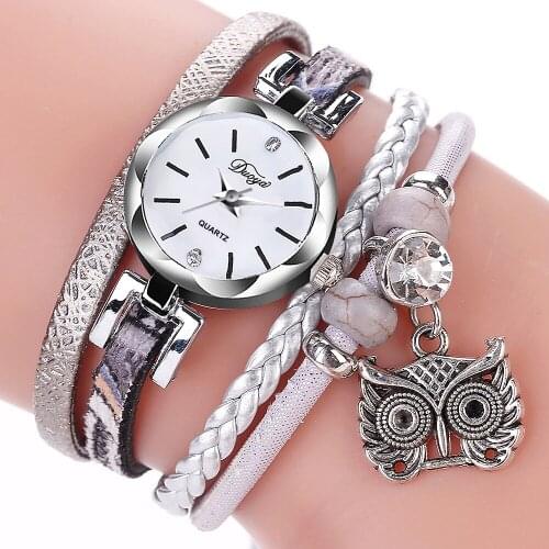 Luxury Fashion Women Girls Bracelet Analog Quartz Watch Owl Pendant Ladies Dress Bracelet Watch Wristwatch Ladies Watches 2021
