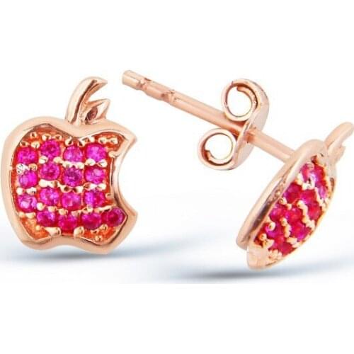 Argentum Concept-Zircon Silver Apple Earrings