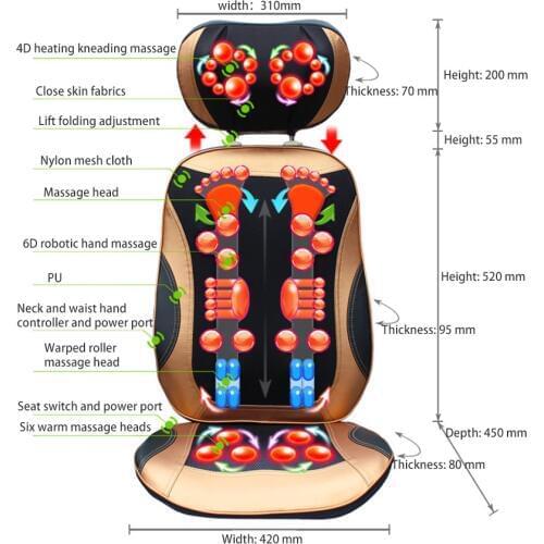 Cervical massage device neck household massage pad full-body multifunctional massage cushion cushion open back