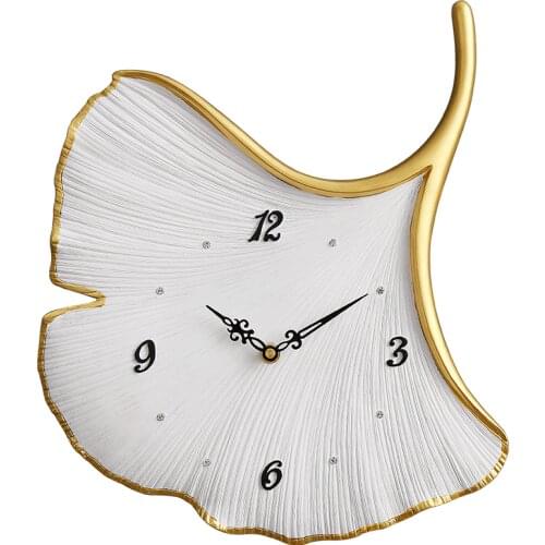 Modern Large Wall Clock 3d Gold Decoration Living Room Creative Leaf Luxury Clocks Wall Home Decor Horloge Murale Gift FZ113