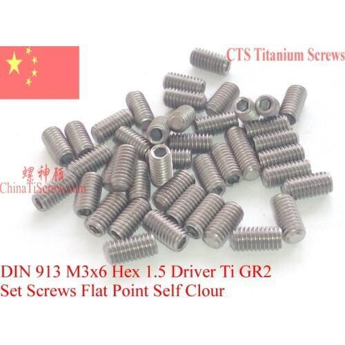 DIN 913 M3 Titanium Set Screws M3x3 M3x4 M3x5 M3x6 M3x8 M3x10 M3x12 M3x14 M3x16 Flat Point Ti GR2