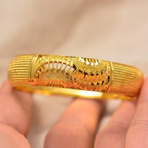 Wando Dubai Turkey Gold Color Wedding Bangles for Women Bride Can OPen Bracelets Ethiopian/france/African/Dubai Jewelry gifts
