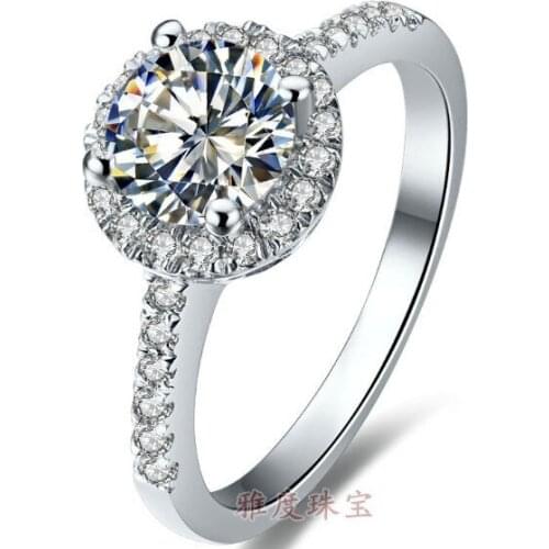 0.5 carat Solid 14K Gold Hole Style Perfect Simulate Diamond Women Engagement Ring Solid Gold Ring For Female With Box