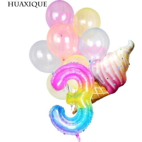 1Set 40 Inch Rainbow Digital Donut Party Gradient Balloons 3th 4th Birthday Party Decoration Ice Cream Candy Lolipops Balloon